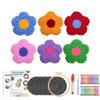 CHENISTORY 6 Pcs Flower Punch Needle Coaster Kit for Beginners Adults Easy Art Coasters Tea Coffee Cup Mat Set for Home Decor