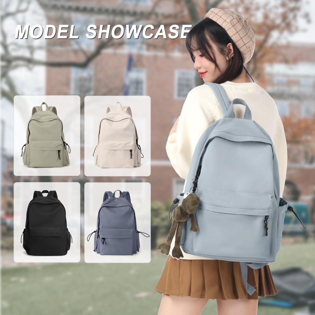 SEAFEW Damen Rucksack, Leicht, Wasserdicht, Großes Fassungsvermögen, Schlichtes Design, Schwarz, Perfekt für Pendeln, Reisen und die Schule