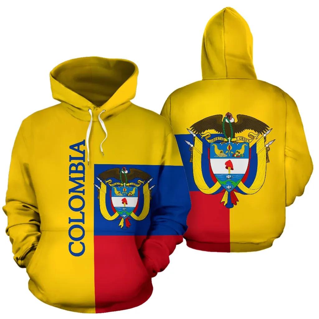 Etst 003 Colombia Nationaal Embleem Kaart Grafische Sweatshirts Vlag Hibiscus Bloem Hoodies Voor Mannen Kleding Ridder Trainingspak Woemn Hoodie Tops S