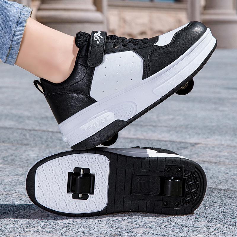2025 Rollschuhe für Jungen & Mädchen, Doppelschuhe, Trendige Knopf-Rollen Freizeitsport-Schuhe