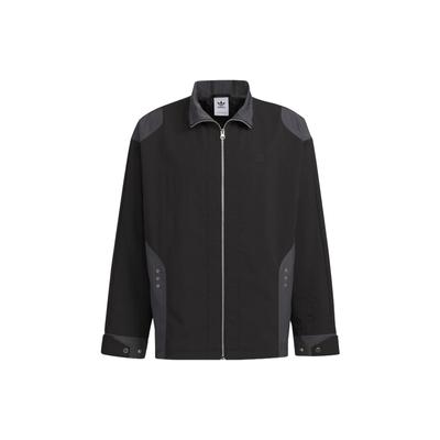Logo Patchwork Zip-Up Polo Collar Jacket with Long Sleeves Men Jackets Black IK3709