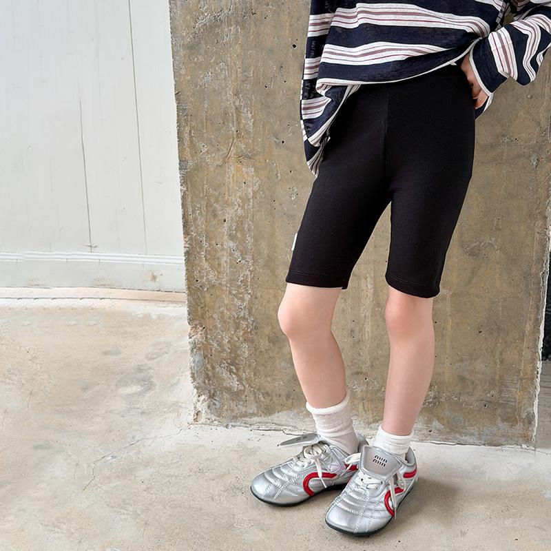 Girls Kids Summer Comfortable High Elastic Solid Knee Length Cycling Yoga Leggings 100cm