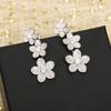 New Hot Brand Vintage 3 Flowers Earrings for Women Luxury Jewelry Fashion Designer Eardrop Pure 925 Sliver Party Stud Earrings