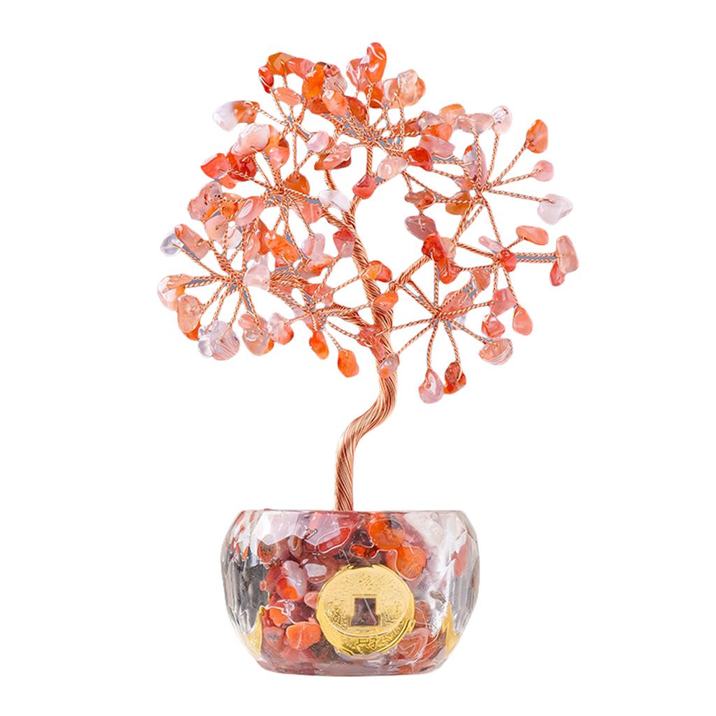 Multicolor Crystal Potted Tree Crystal Stone Wealth Tree Figurine for Positive Energy and Fortune Wealth Success