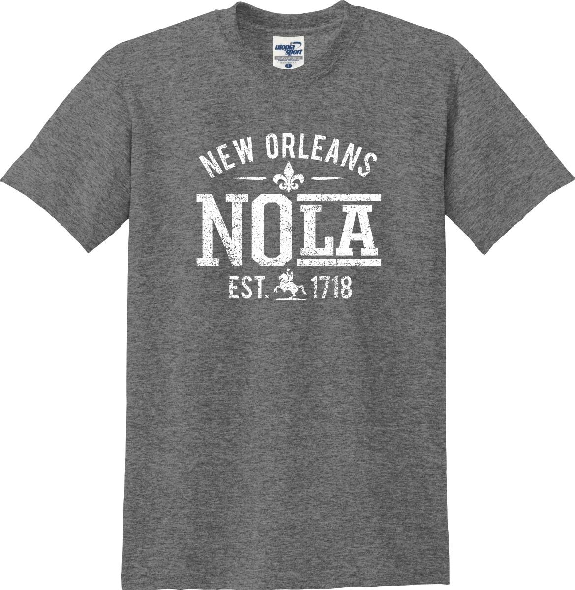 New Orleans Lousiana Est. 1718 NOLA Distressed Unisex T shirt (S-5X) S