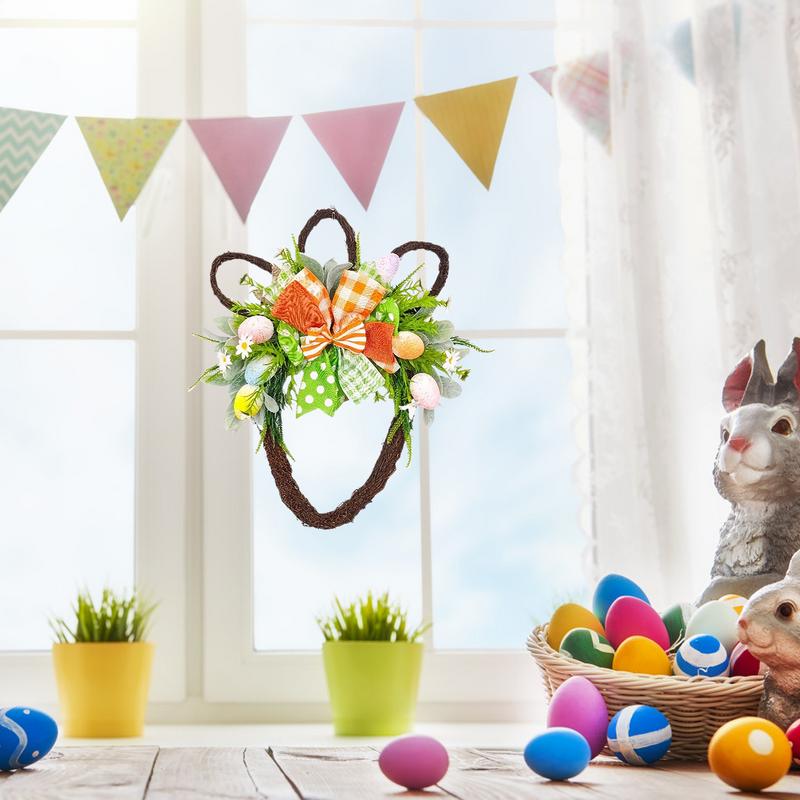 Spring Wreaths For Front Door Artificial Spring Wreath Bunny Head Shape Easter Decor Natural Rattan Door Sign Spring Decorations