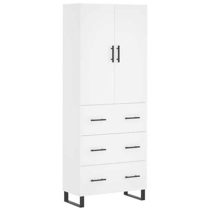 Exclusive House - White High Buffet 69.5x34x180 Cm Engineered Wood