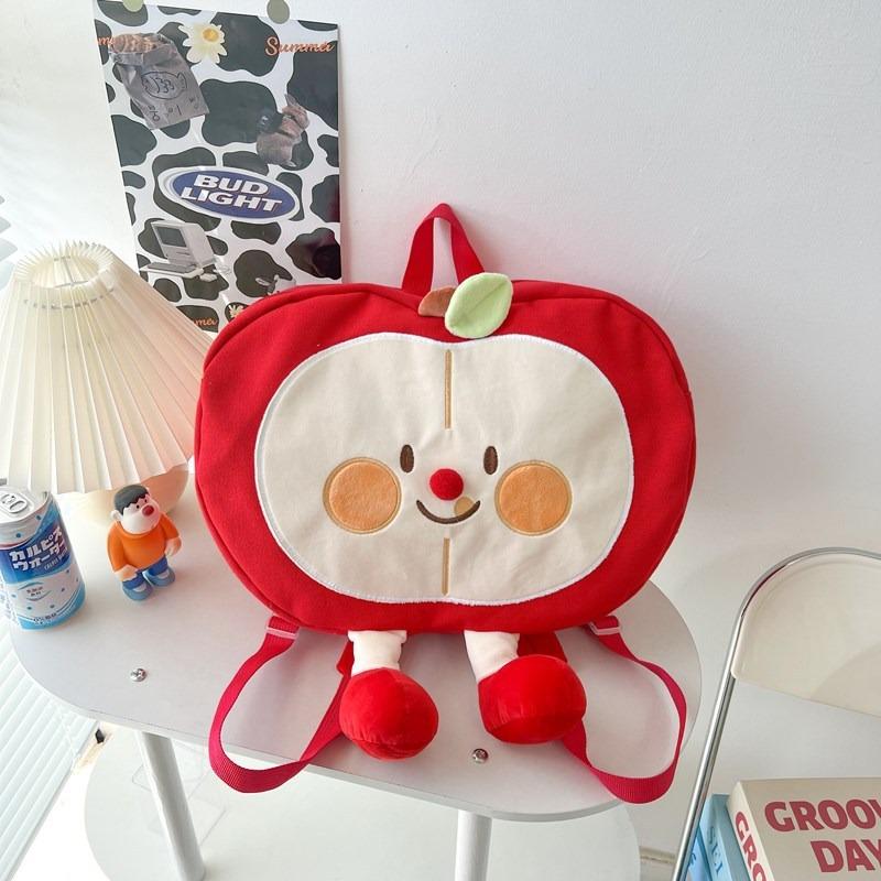 Cute ugly cute girl bag cartoon funny fruit small backpack new apple pear canvas backpack