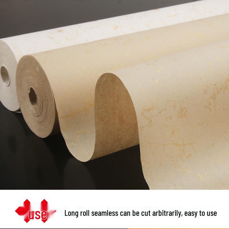 Gold-Flecked & Painted Silk Long Scroll: Thickened Semi-Sized Xuan Paper for Calligraphy & Mounting in Regular, Clerical, & Running Script.