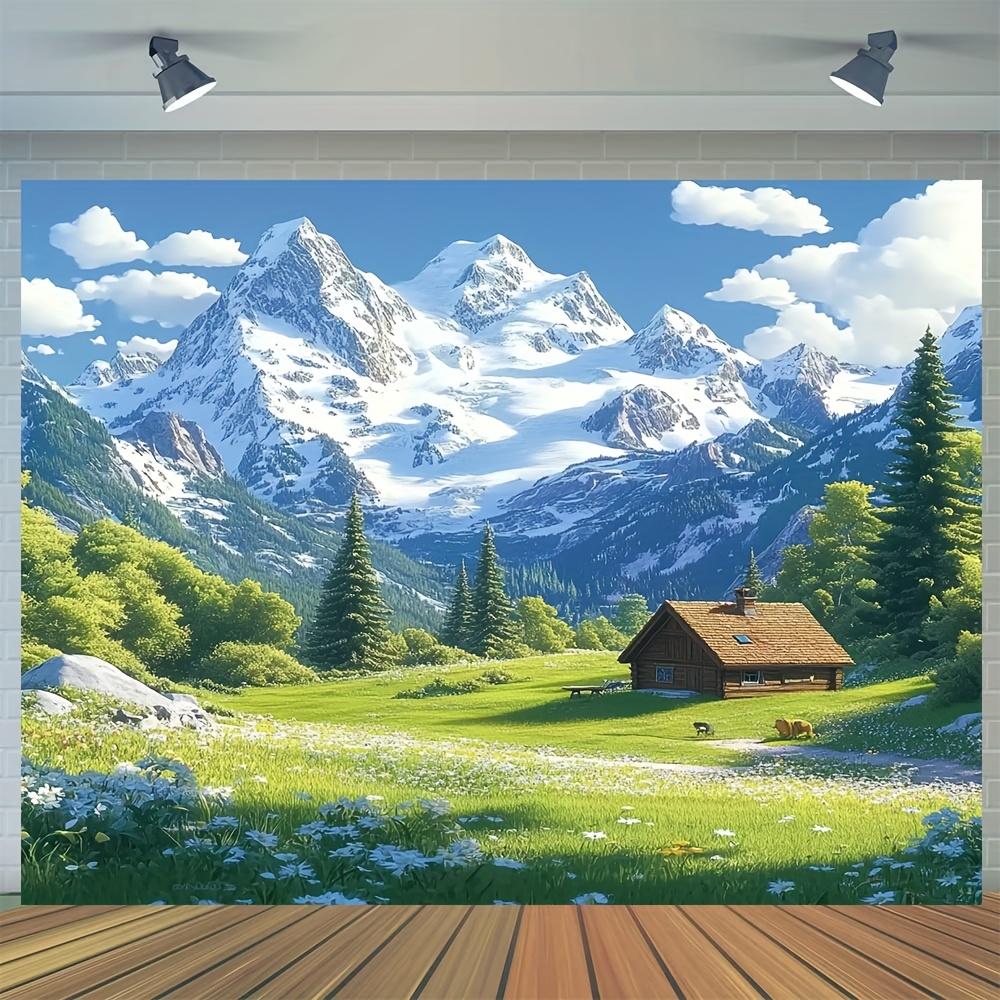 1 piece Alpine and Lake Luchina landscape background spring themed garden wall decoration no electricity required