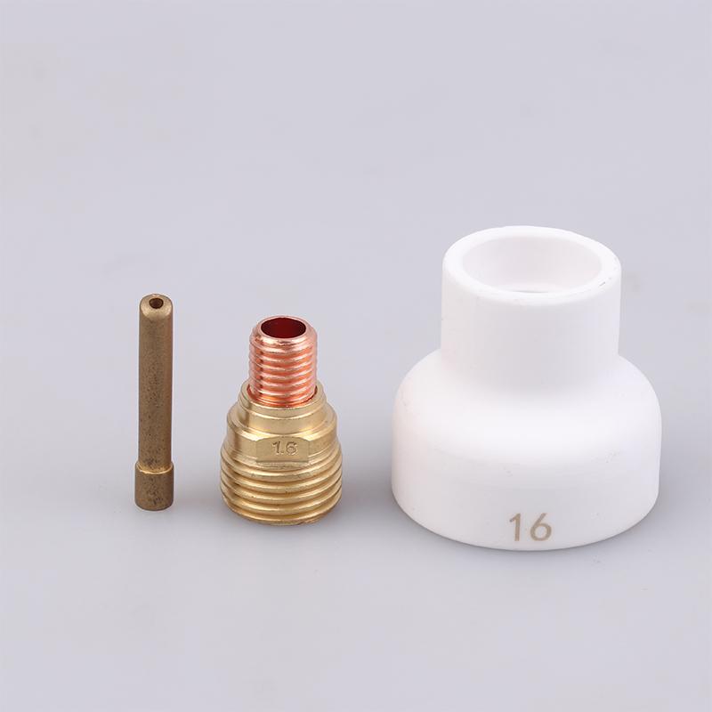 

3 шт. Сварка TIG #16 1.6/2.4/3.2 мм Белое керамическое сопло Чашка из глинозема Комплект Горелки WP9 20 25 Короткие цанговые патроны Корпус Газовая линза Наборы 1.6mm