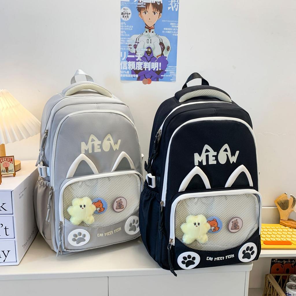 Schoolbagins Cartoon Schoolbag New Cute Kitten Primary School Students Cute Graffiti Large Capacity Backpack Junior High School Backpack