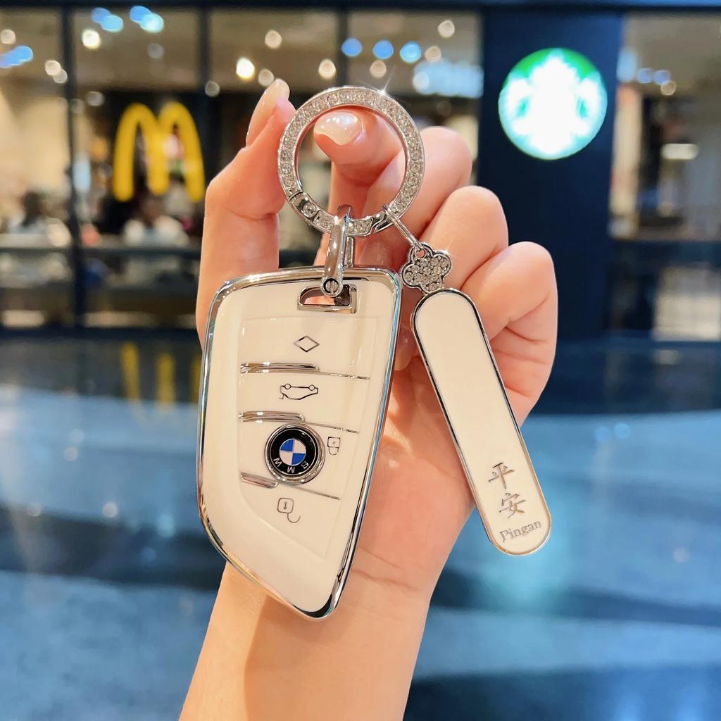 Sakura Pink Tpu for BMW X1 X3 X4 X5 X6 F15 F16 G30 3 5 7 Series G11 F48 Remote Smart Auto Car Key Case Cover Keyring Accessories xg7