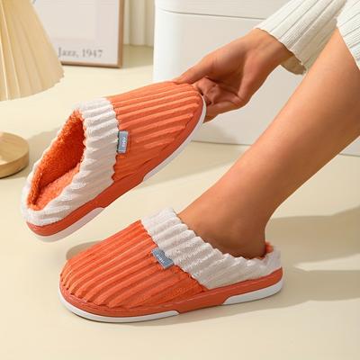 Chinelos de casal com cores contrastantes e estilosas - Forro de pelúcia ultramacio, sem esforço para calçar - Chinelos aconchegantes para casa