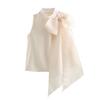 Kaslead Fashion All-Match Creamy-white Ribbon Tops