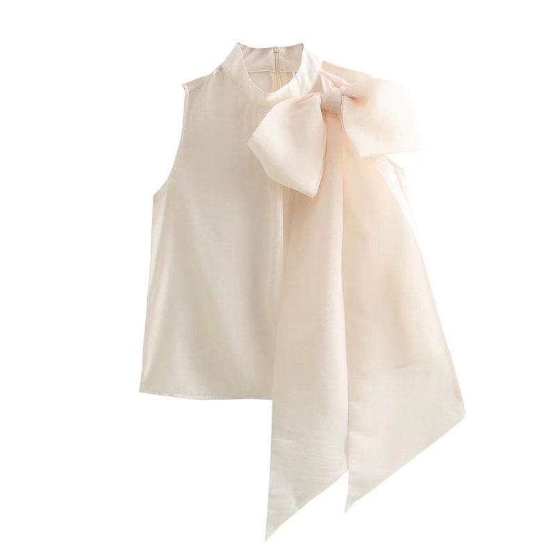 Kaslead Fashion All-Match Creamy-white Ribbon Tops