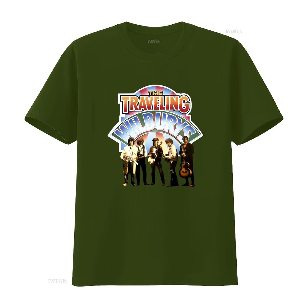 T-shirt con Stampa Foto The Traveling Wilburys Band Fan di Musica Rock Stile Vintage vintage Lavata Unisex Leggermente Elastica