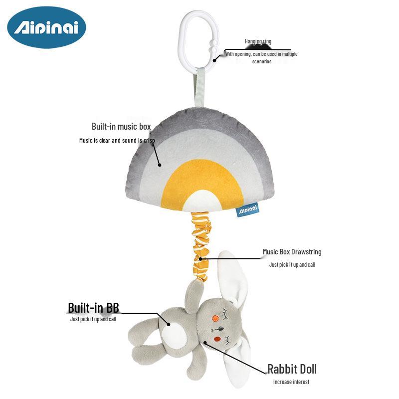 Aipinqi Animal Pendant Music Box Toy - Baby Pull Ring Cartoon Car Hanging Toy.