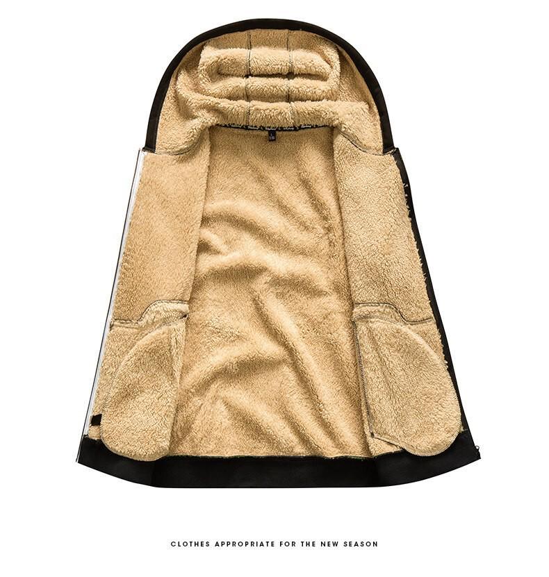 Men's Lamb Fleece Hoodie: Velvet-Lined, Thickened, Autumn/Winter, Casual Sportswear Jacket