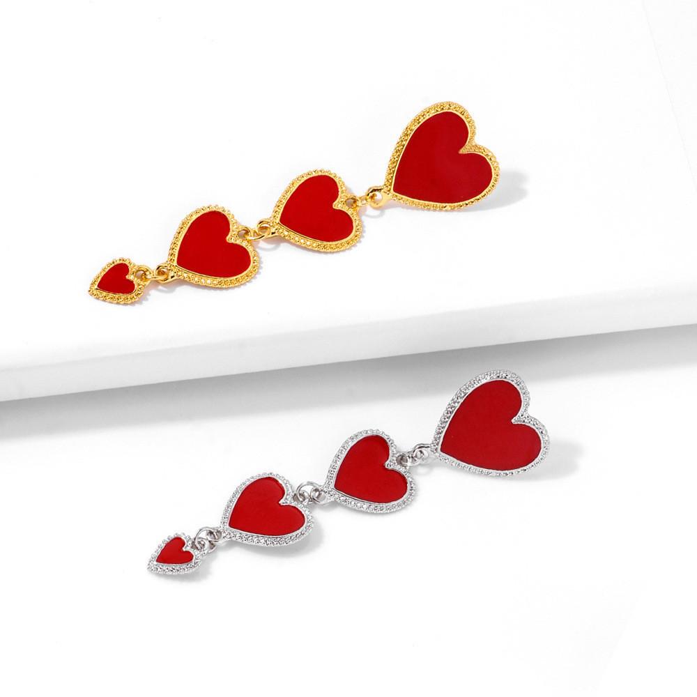 Elegant Heart-shaped Tassel Earrings Fashionable Alloy Dangle Earrings For Women