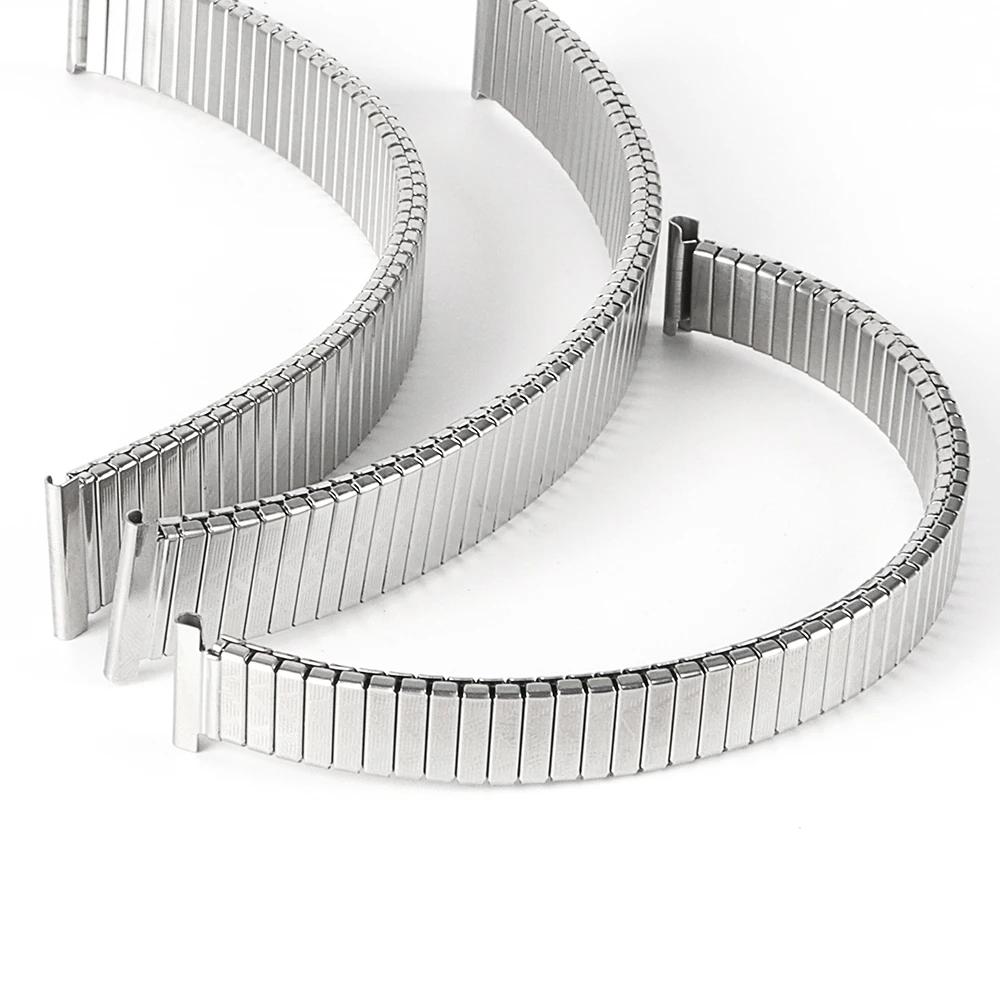 12 14mm 16mm 18mm 20mm Edelstahl Elastisches Dehnband Metall-Erweiterung Silber Gold Uhrenarmband Armband mit Werkzeug