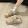 Women's Baotou plush slippers padded warm winter thick bottom heightened home slippers casual walking indoor shoes snow cotton slippers