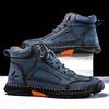 Men's Large Size Handmade Vintage Boots, Fashionable Lace-Up High-Top Casual Shoes, Spring and Autumn Outdoor Hiking and Trekking Boots