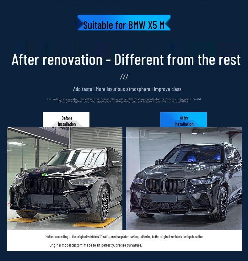 BMW X5M F95 20-22 Carbon Fiber R-Style Body Kit: Front Lip, Rear Lip, Side Skirts, Rear Spoiler, Hood