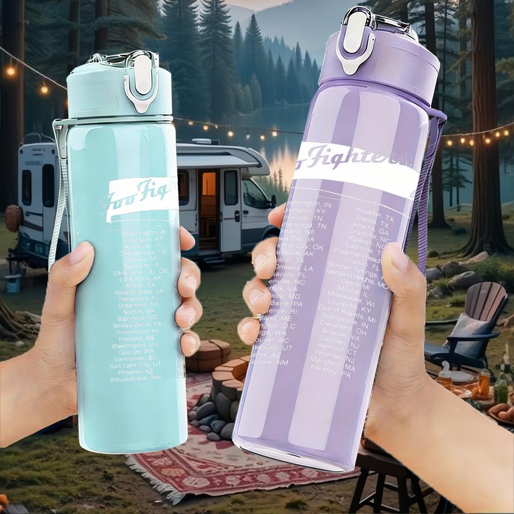 1PC Plain Blank Minimalist White Print 750ml Portable Sports Water Bottle Leakproof Gym Outdoor Travel Drink Cup