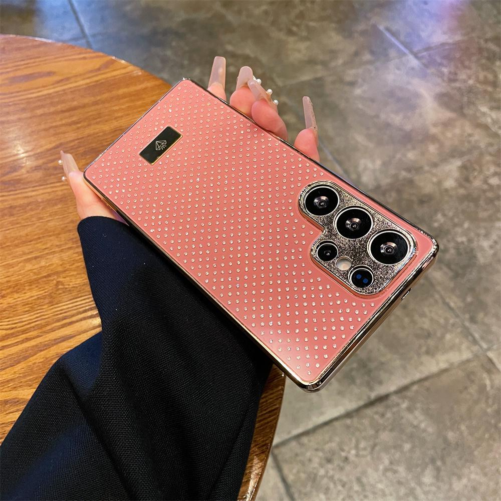 Luxury Glitter Rhinestone Plating Soft Edge Glossy Phone Case For Samsung Galaxy S26 Ultra S25 Edge S24FE S23 Plus Protect Cover