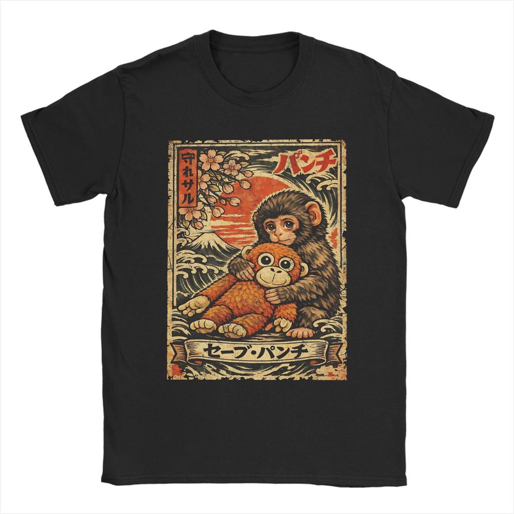 Cute Punch Monkey TShirt Summer  Leisure T Shirts Unisexs Cotton O Neck Plus Size Tees ShortSleeve Vintage Tops