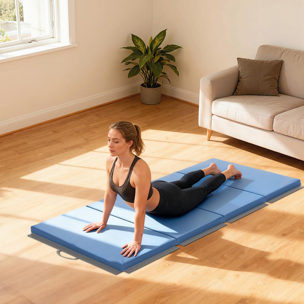 Foldable Gymnastics Mat, 180 x 80 x 5 cm, Light Blue