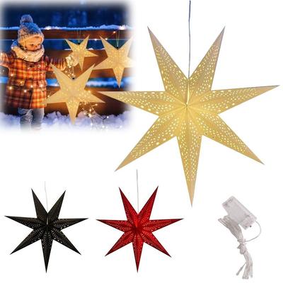 Christmas Decorations Hollow Star Pendants Folding Hanging Paper Stars Star Lampshade  Home Decor