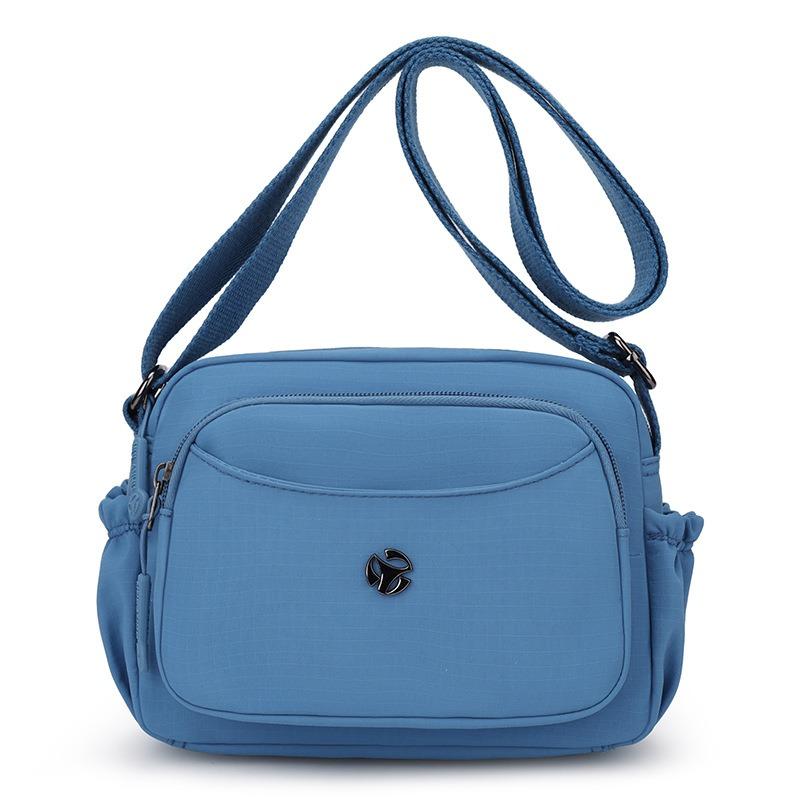 Solid Color Mobile Phone Bag Messenger Bag Small Bag Nylon Simple Middle and Old Trend Multi-layer Zipper Shoulder Bag Change Bag