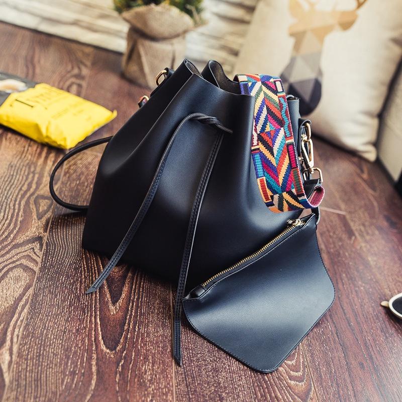 Elegant Fashion Women Colorful Wide Strap Bucket Shoulder Bags For Versatile Style