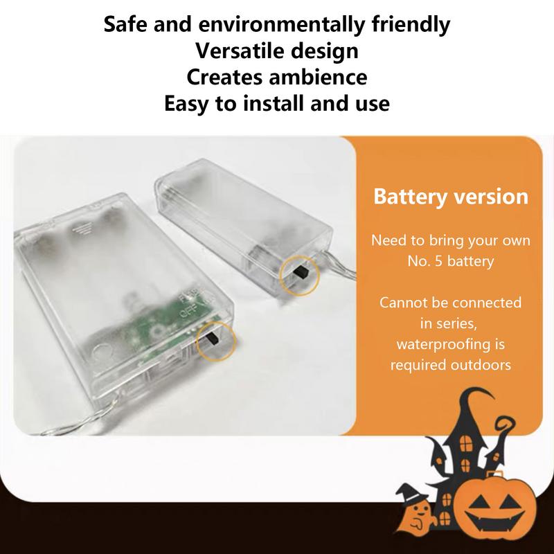 Halloween Light String Ghost LED Decorative Light String Holiday Decorative Light Battery Powered For Holiday Home Decoration