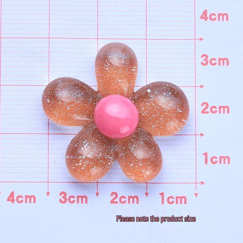 Ice-Clear Glitter Five-Petal Flower Medium DIY Jewelry Hair Clip Resin Kit