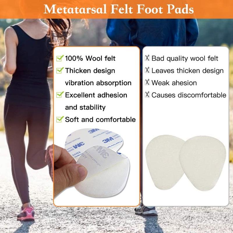 Metatarsal Felt Feet Pads Insert Pads Foot Cushion Pain Relief Forefoot Support Adhesive Foam Foot Cushion Pad for Men and Women
