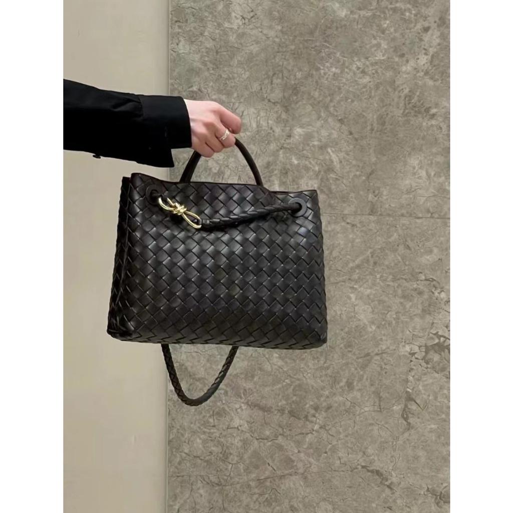 European and American Fashion New Woven Bag Large Capacity Versatile Diamond Cowhide Tote Bag Casual Shoulder Handbag