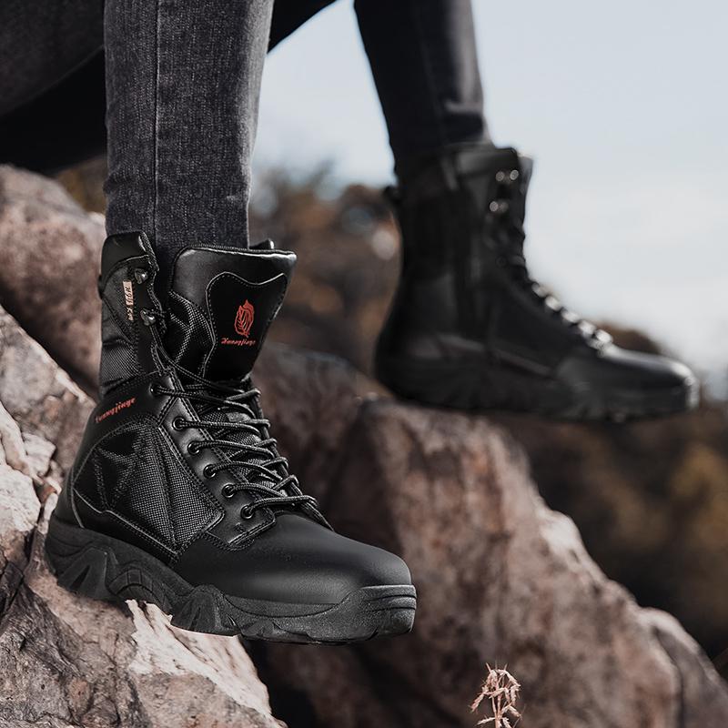 Fashion Summer Outdoor Hiking Climbing Shoes Wear-resistant Non-slip Boot Fashion Lace-up High Top Shoe Classic Men's Motorcycle Boots