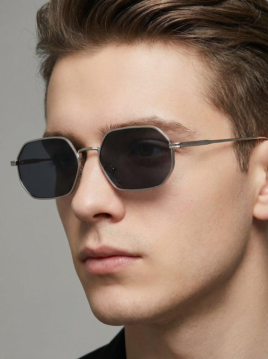

Men s metal full-frame polygonal retro elegant fashion glasses, suitable for daily commuting, outdoor, and vacation use чёрный