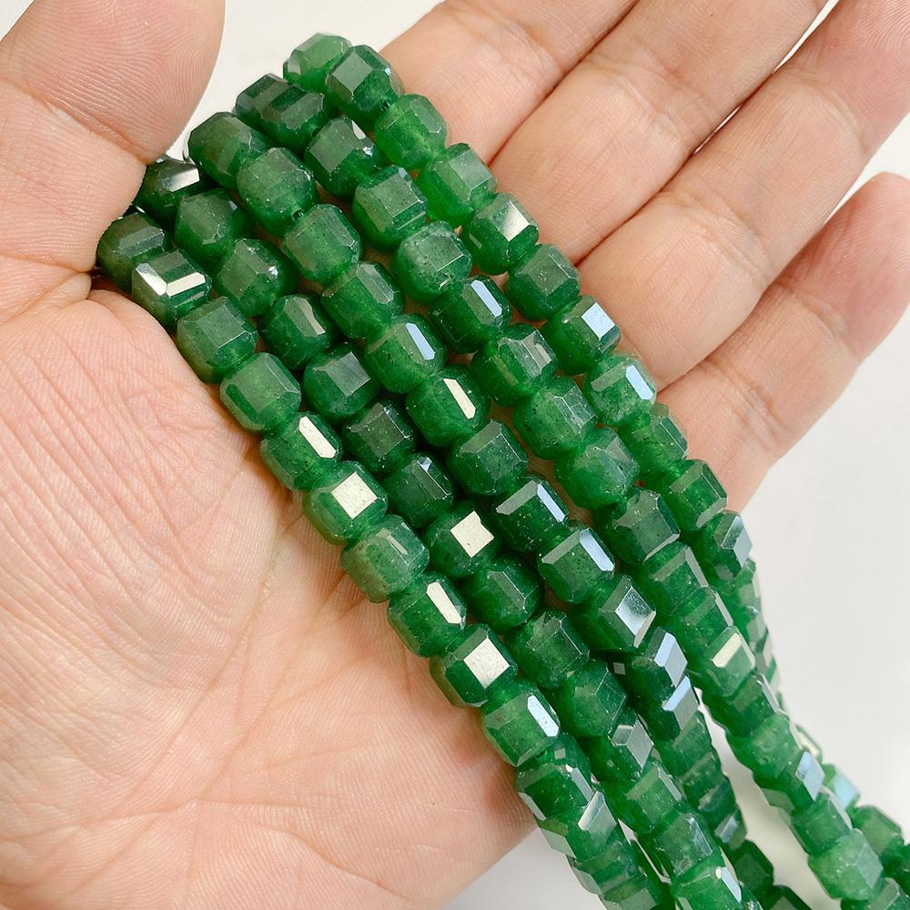 7-8MM Faceted Square Shape Chalcedony Natural Stone Loose Cube Spacer Beads for Jewelry Making Diy Bracelet Accessories