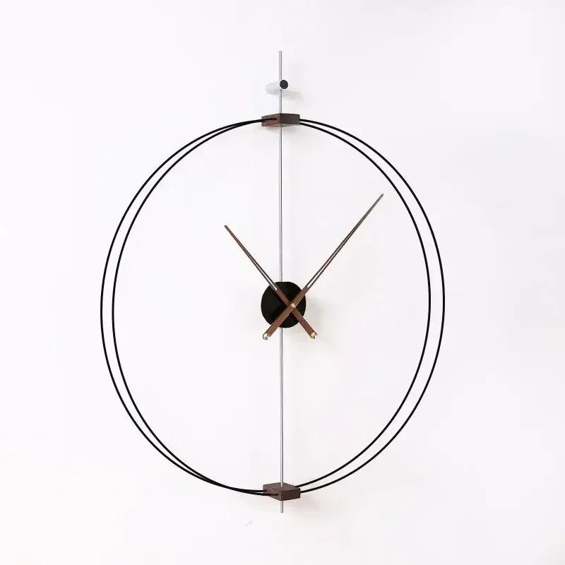 Art Wall Clock Silent Spain Watches Large Living Room Clocks Creative Luxury Minimalist Watch Solid Wood Pointer Home Decoration