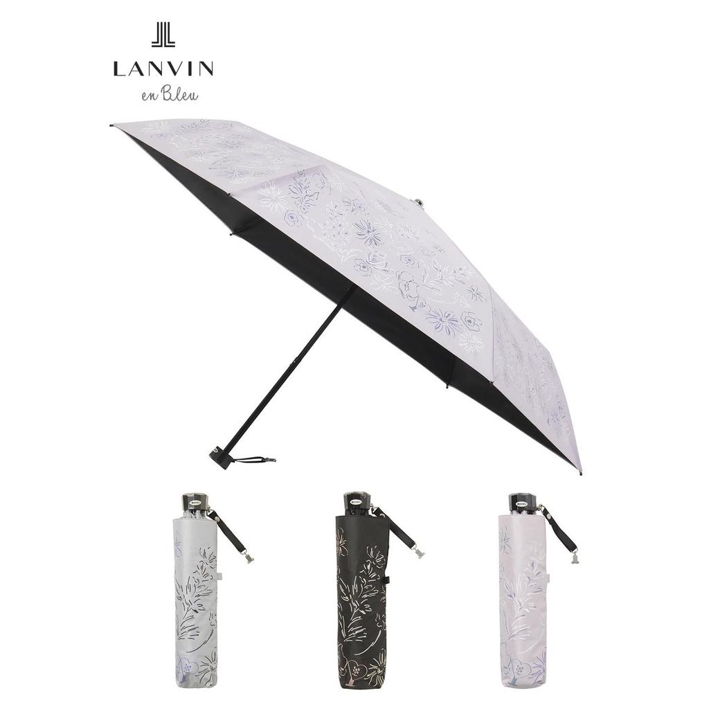 LANVIN En Bleu Women's Folding Umbrella Parasol All-Weather UV Protection Drawing Flower Pale Pink Moonbat