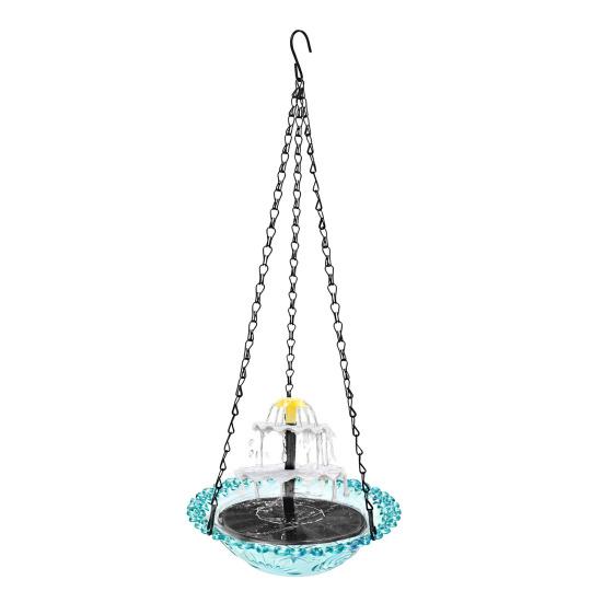 

Solar Bird Bath Fountain, 3-Tier Cascading Fountain Hanging Bird Bath, Solar Powered Outdoor Hummingbird Bath Fountain, for Garden Backyard Lawn Decor A синій