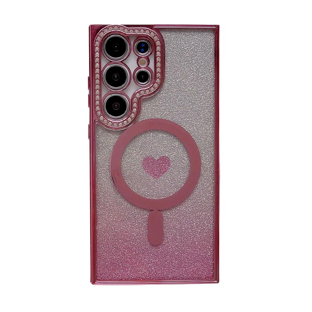 New Samsung S24 Ultra Magnetic Phone Case Gradient Glitter S23plus Rhinestone Love S22 Protection Case