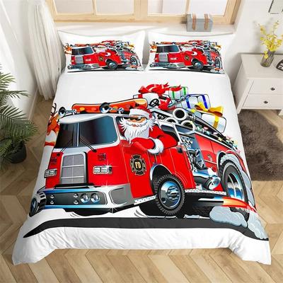 Weihnachtsthema Bettbezug-Set Einzel Königin Twin Cartoon Weihnachtsmann Bettwäsche-Set Mikrofaser Hirsch Bettdeckenbezug