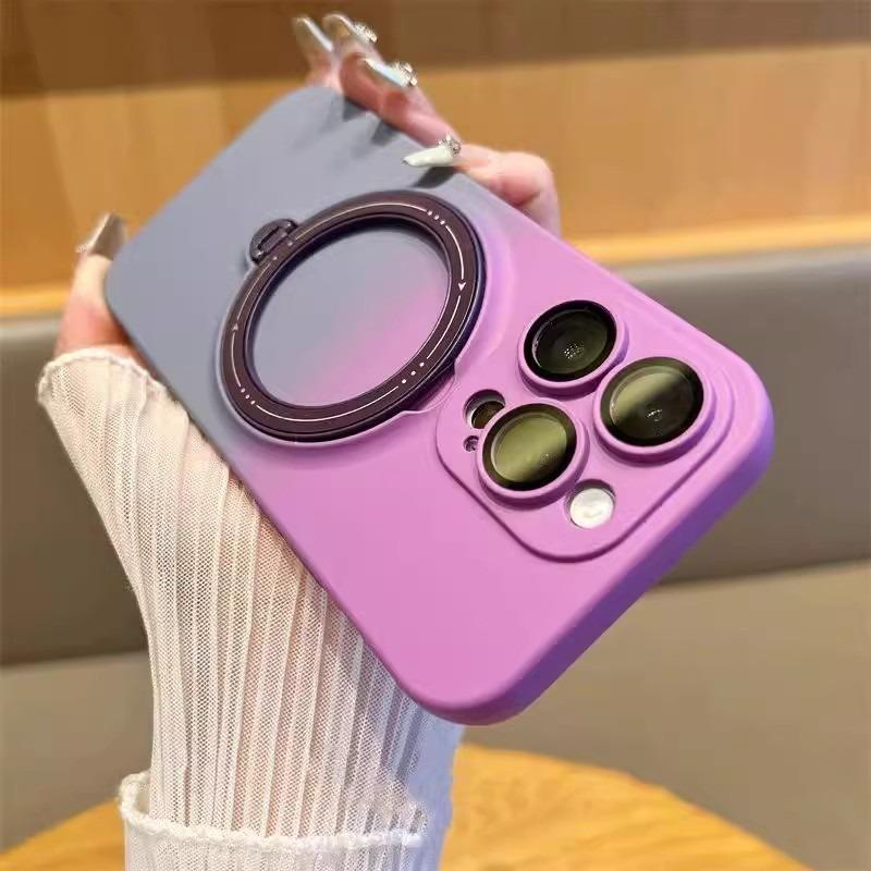 

Градиентный чехол для телефона iPhone 16 с магнитной фиксацией, матовый 15 ProMax с подставкой, подходит для Apple 14, двухцветный защитный чехол iPhone16 [large hole]