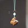Sandalwood Zodiac Rabbit Phone Charm and Bag Pendant - Cute Cartoon Droopy-Eared Rabbit Accessory