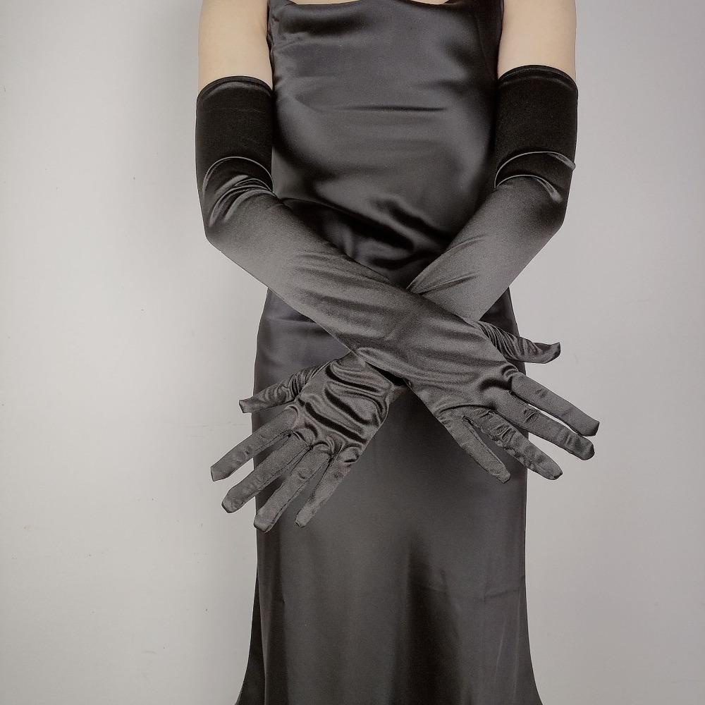 Cosplay Velvet Long Gloves Elastic Etiquette Mittens 55cm Christmas Gloves  Banquet